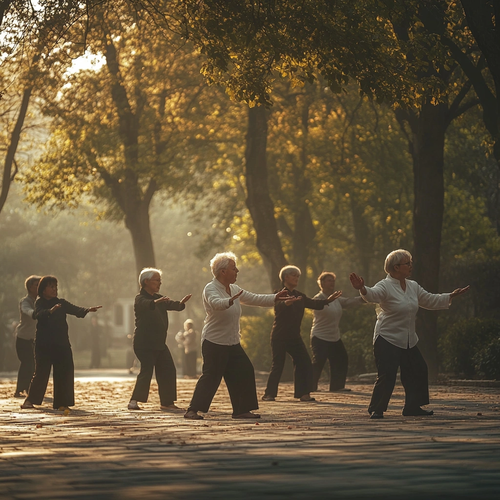 Заняття тай-чі на свіжому повітрі